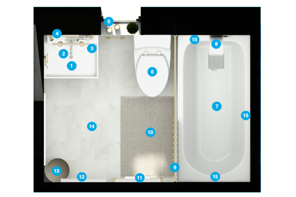 Plano de planta de sala de estar en línea