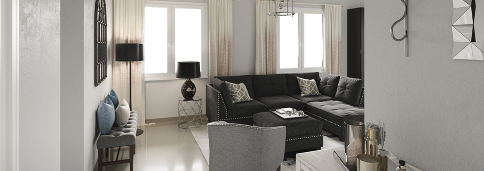 Gray Tones for Transitional Living Room- After Rendering