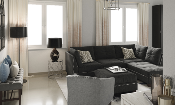 Gray Tones for Transitional Living Room