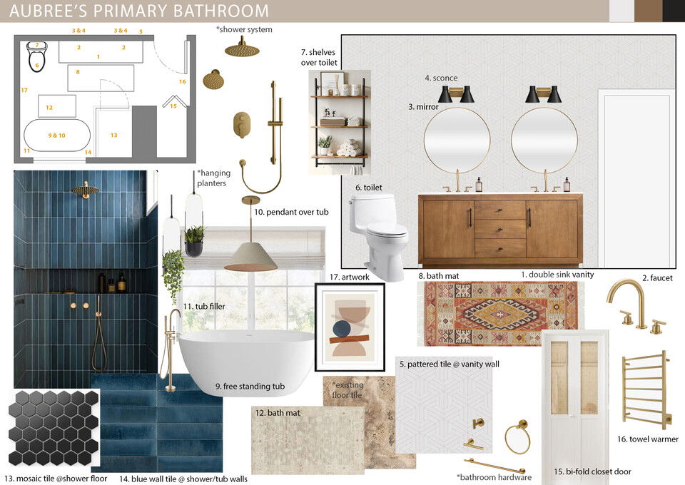 Vintage Midcentury Master Bathroom Jessica S. Moodboard 2 thumb