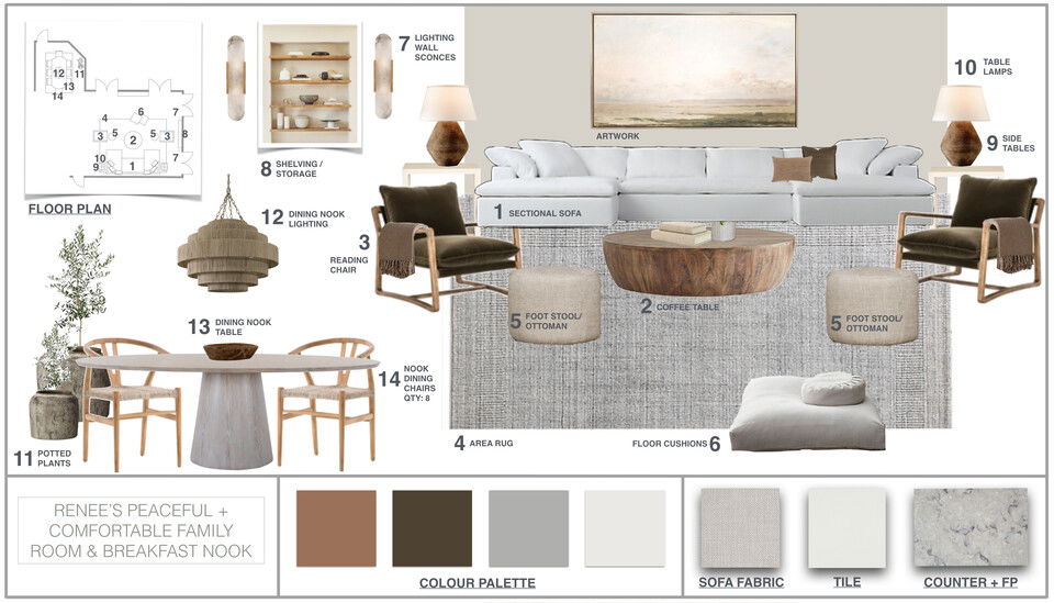 Coastal Living & Dining with Stone Fireplace Ryley B. Moodboard 2 thumb