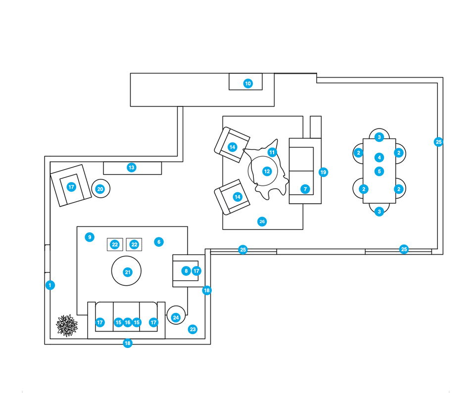 Online Designer Combined Living/Dining Floorplan