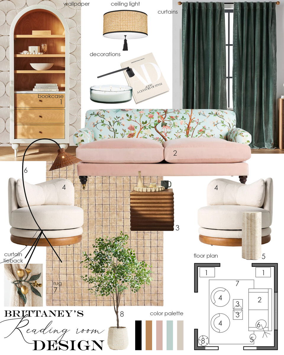 Warm and Eclectic Living and Office Room Design Nikola P. Moodboard 2 thumb