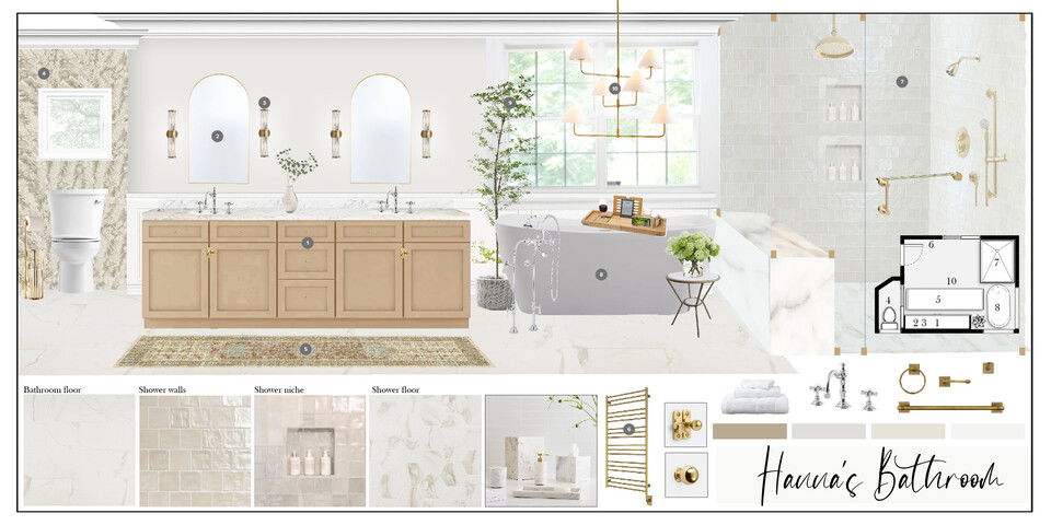 Remodelación de baño costero vintage Casey H. Tablero de inspiración 1