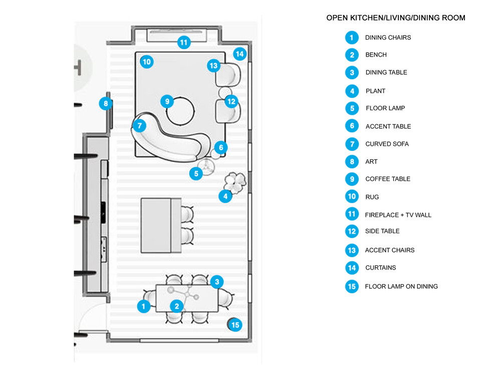 Online Designer Combined Living/Dining Floorplan