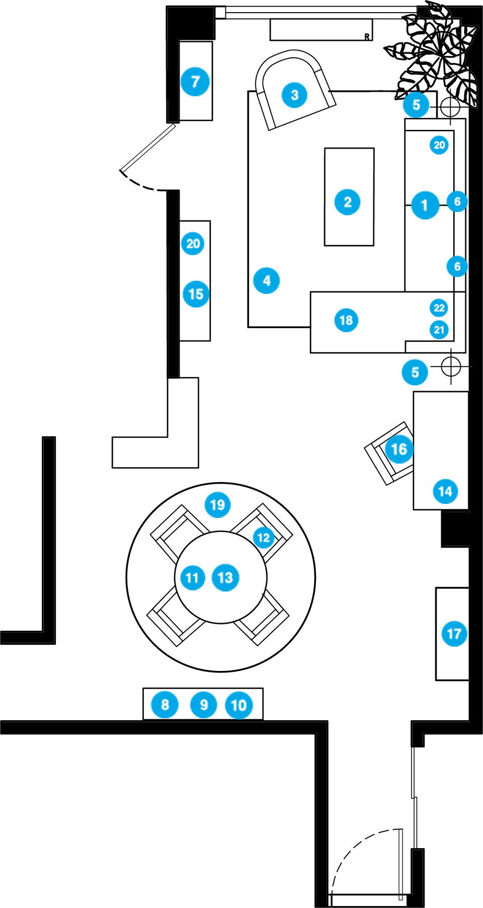 Online Designer Combined Living/Dining Floorplan