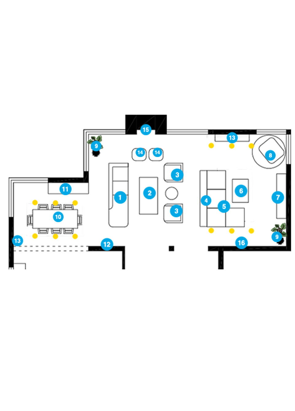 Online Designer Combined Living/Dining Floorplan