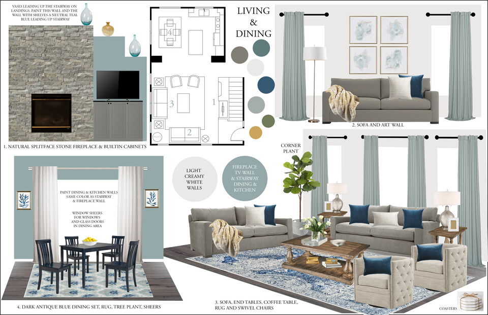 Transitional Combined Living/Dining With Blue Accents Rachel H. Moodboard 2 thumb