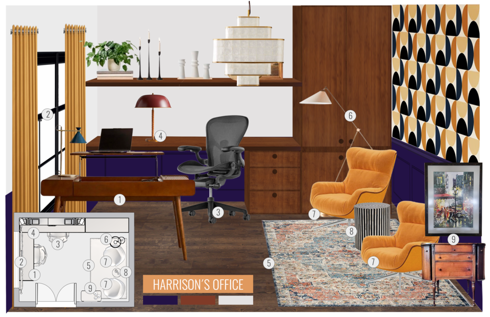 Sleek & Minimalistic Home Office & Kitchen Remodel Lara D. Moodboard 1 thumb