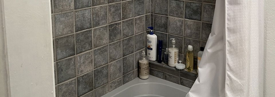 Contemporary Pool, Gym And Hall Bathroom Designs- Before Photo
