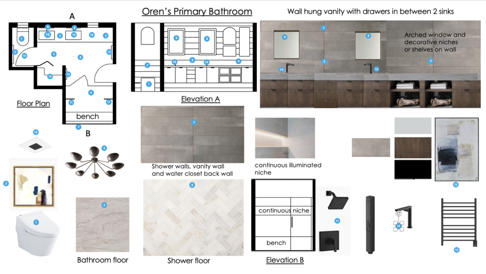 Transformación de baño neutro con madera elegante Tablero de estado de ánimo 1 de Theresa G.
