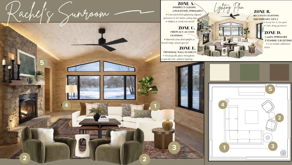 Warm Rustic Modern Sunroom Cabin Transformation Ashley S. Moodboard 2 thumb