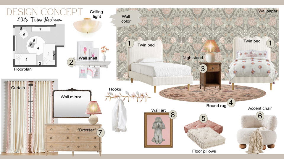 Fresh & Comfortable Twins Bedroom Transformation Liana S. Moodboard 2 thumb