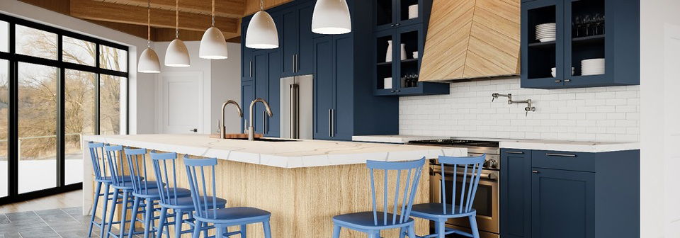 Wooden Ceiling Transitional Kitchen Remodel- After Rendering