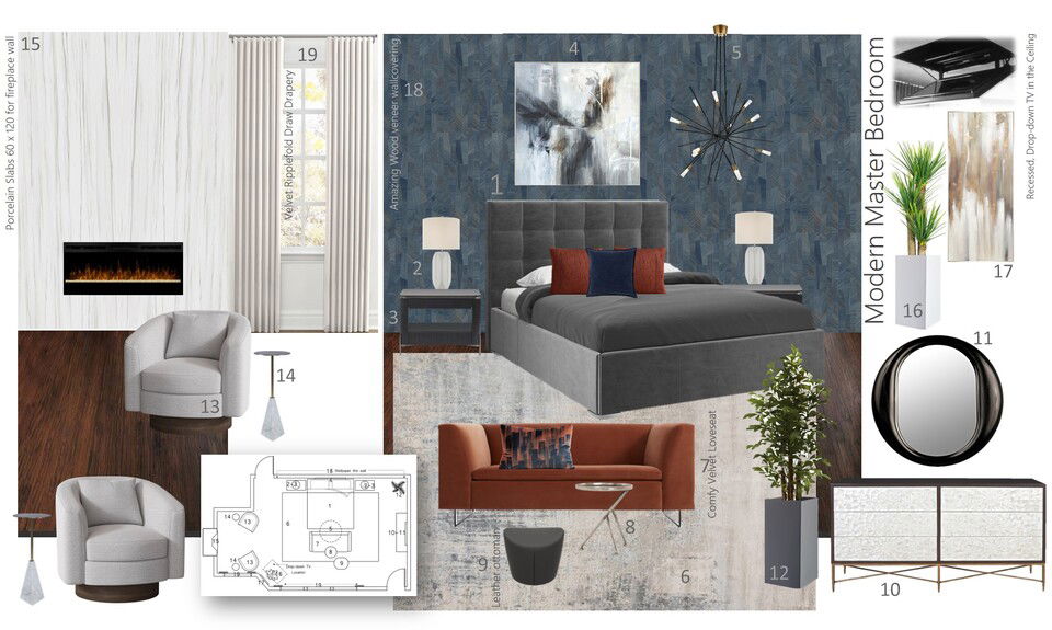 Modern Cozy Master Bedroom Design Wanda P. Moodboard 1 thumb