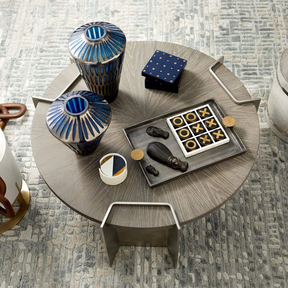 X & 0 Sculpture | Black – Gold – White, Game Table by Cyan Design, 96" length x 96" width x 18" height View 4