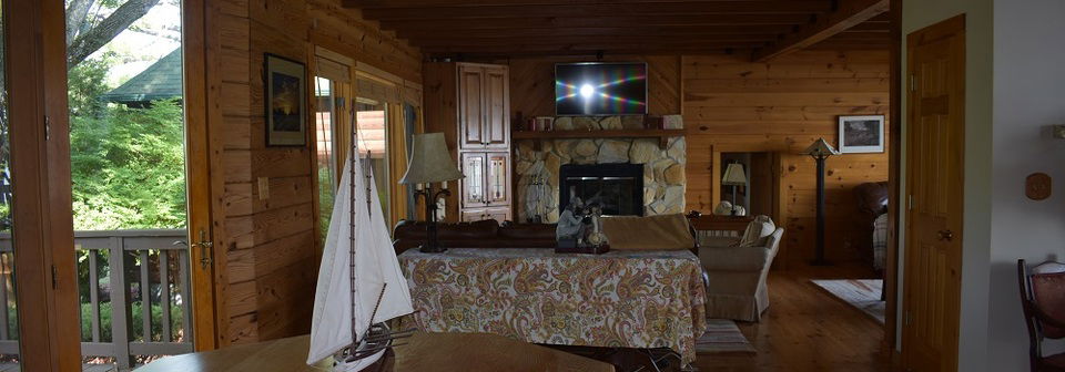 Modern Cabin Living & Dining Room Interior Design- Before Photo