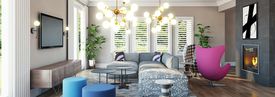 Bright Modern Living Room- After Rendering