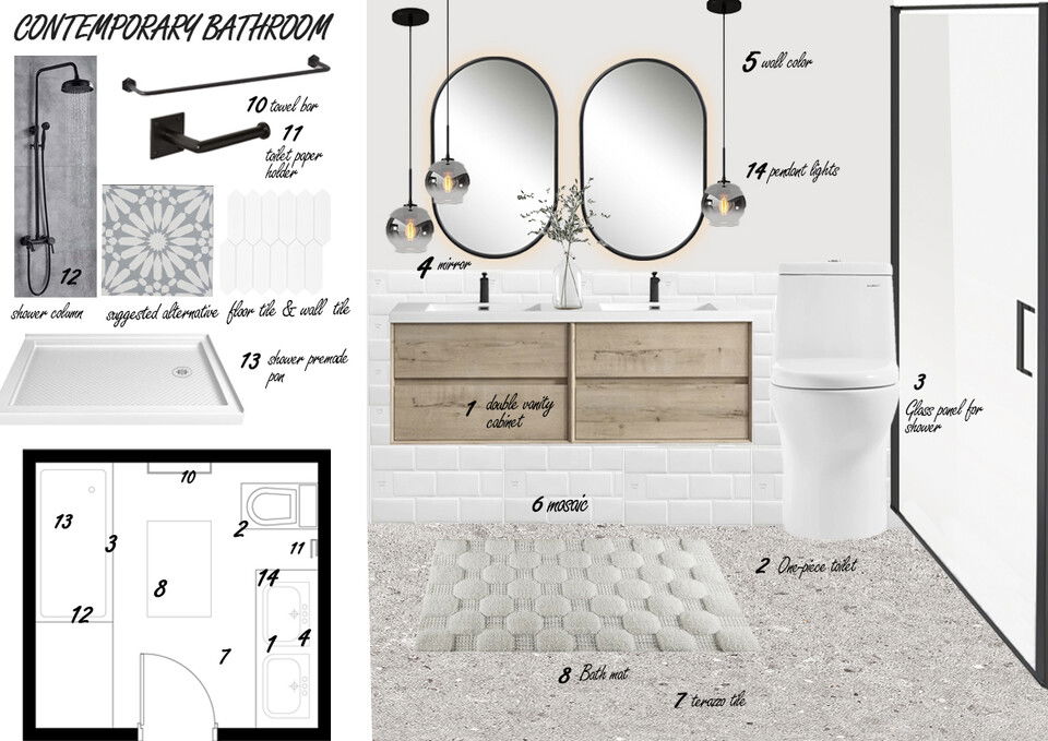 1950s Beautiful Transitional Bathroom Design Mohraeel T. Moodboard 1 thumb