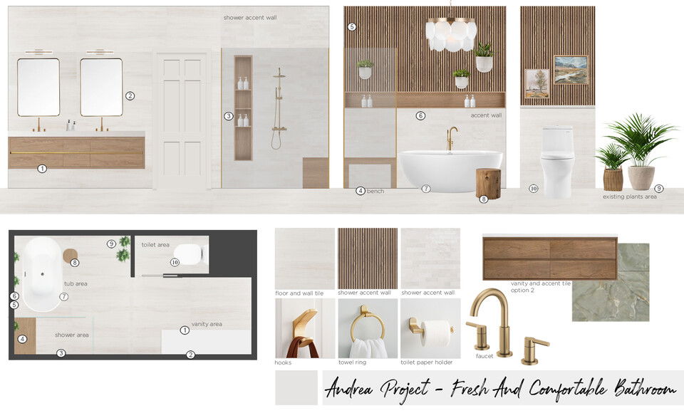 Remodelación de dormitorio y baño moderno y elegante Maya M. Tablero de tendencias 1 miniatura