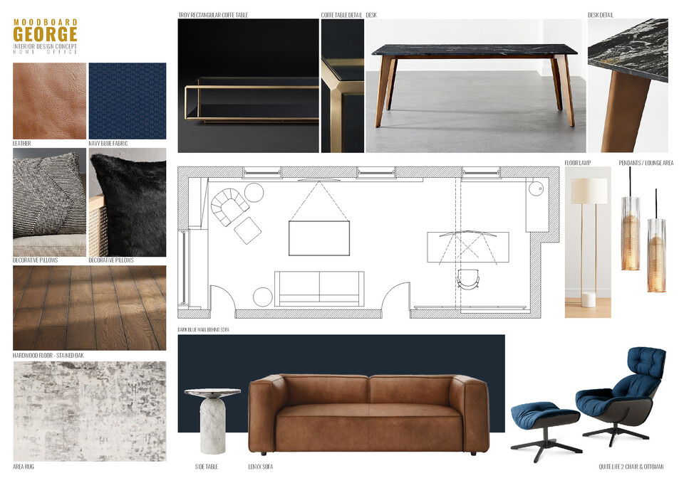 Tablero de inspiración 2 luxe masculino glam oficina en casa Mladen C.