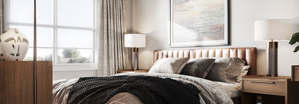 Contemporary Masculine Bedroom Transformation by interior designers in Baltimore, Maryland