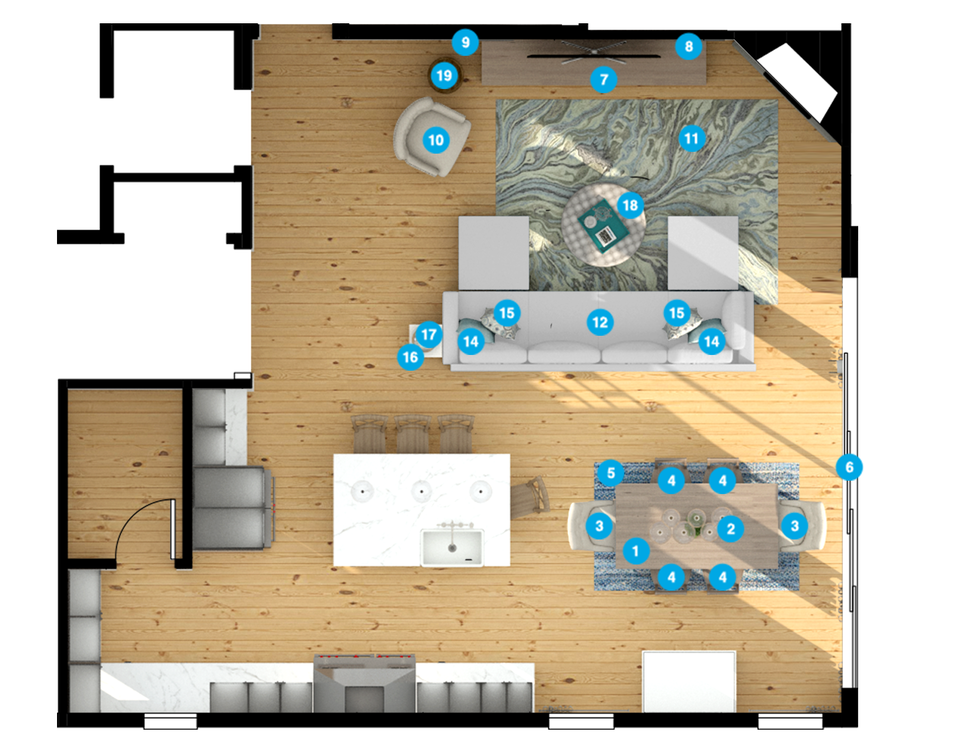 Online Designer Combined Living/Dining Floorplan