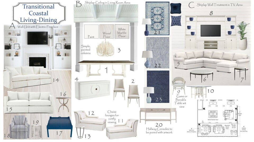 Luxury Coastal Living & Dining Interior Design Wanda P. Moodboard 1 thumb