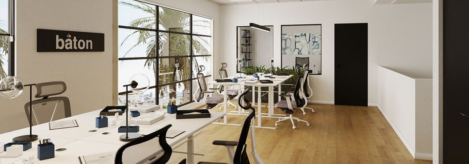 Bright Modern Open Space Office Interior Design- After Rendering