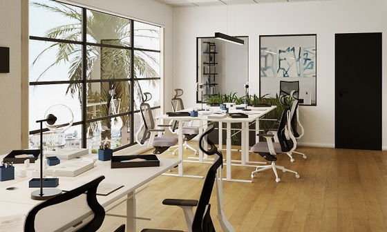 Bright Modern Open Space Office Interior Design by top Henderson interior designers