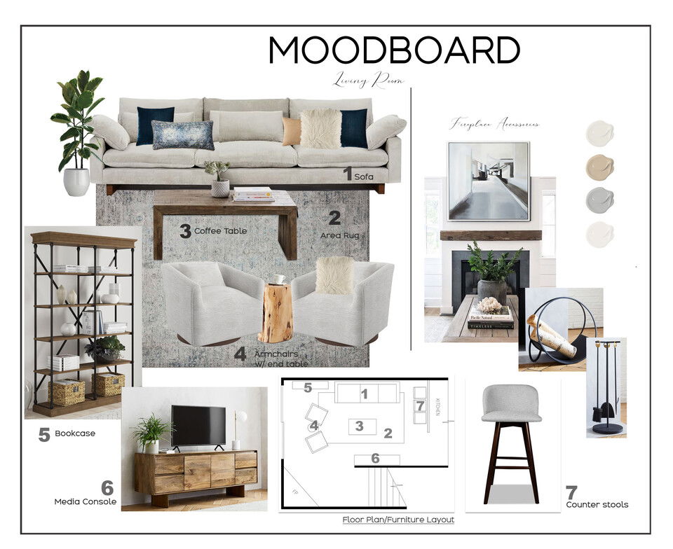 Sleek Modern Contemporary Living Room Design Marine H. Moodboard 2 thumb