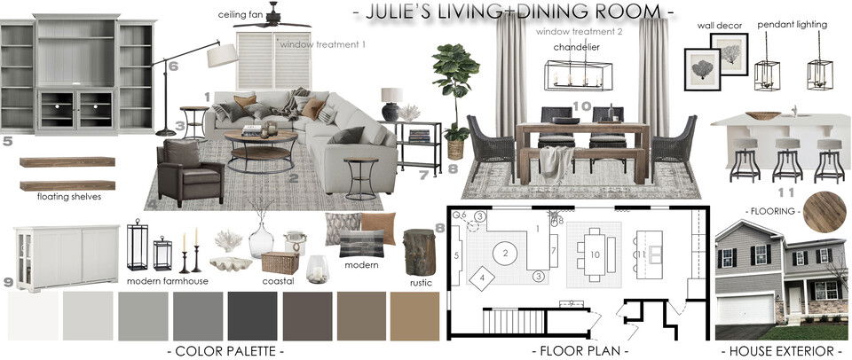 Modern Farmhouse Living & Dining Interior Design Selma A. Moodboard 2 thumb