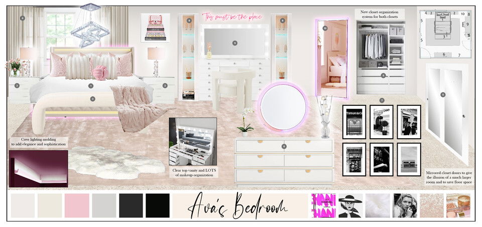 Trendy Modern Teen Bedroom with Stylish Accents Casey H. Moodboard 2 thumb