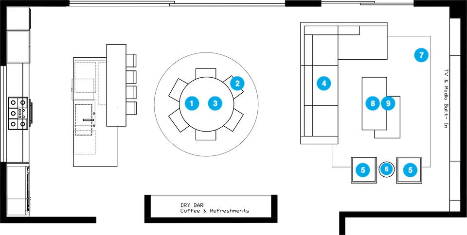 Online Designer Combined Living/Dining Floorplan