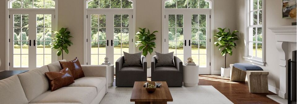 Serene Transitional Organic Living Room Design