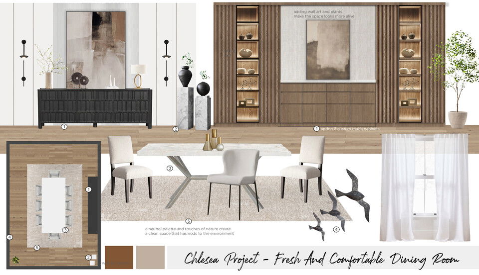 Elegant Inviting Bedroom & Dining Room Design Maya M. Moodboard 1 thumb