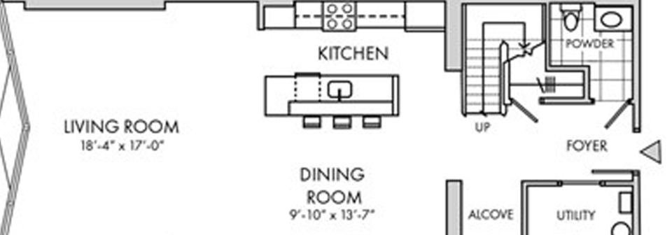 Classy Open-Concept Living, Dining & Kitchen Design- Before Photo
