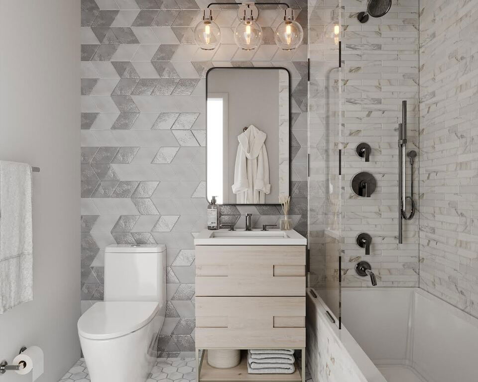 Guest Bathroom Remodel with Plated Tiles