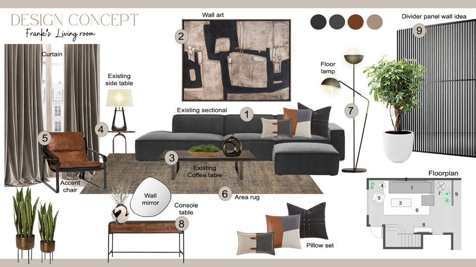 Transformación de hogar industrial moderno masculino Liana S. Moodboard 1 thumb