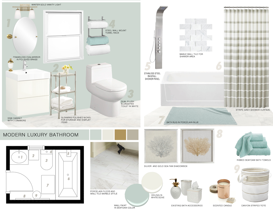 Modern and Sleek White Bathroom Design Picharat A.  Moodboard 2 thumb