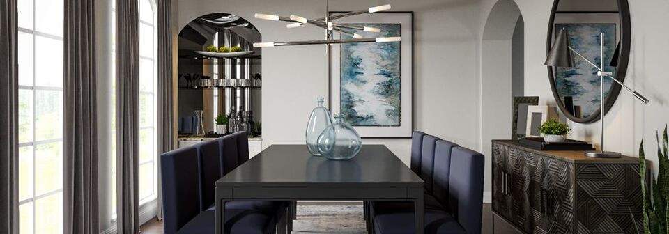 Glam and Modern Abstract Dining Room- After Rendering