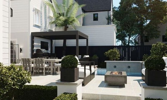 Modern Pergola Patio Renovation by interior designers in New Orleans, Louisiana