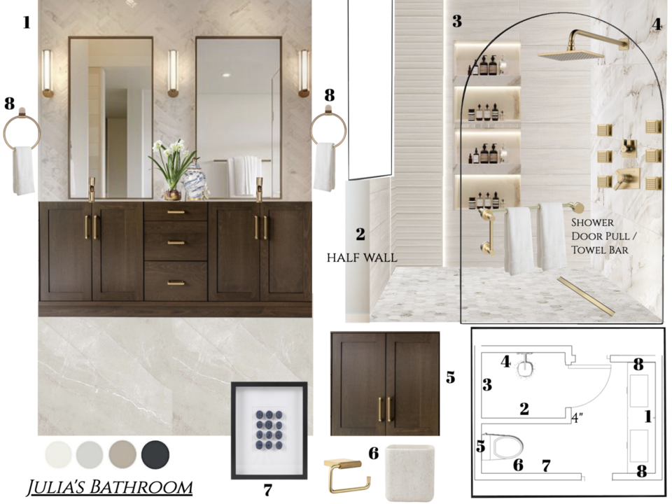 Modern French Country Guest Bathroom Design Kamila A. Moodboard 2 thumb