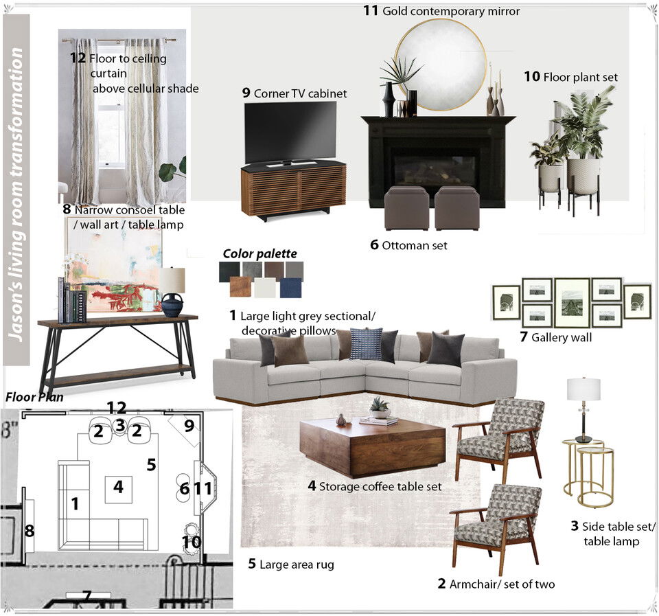 Ideas de diseño interior para sala de estar de diseñador en línea