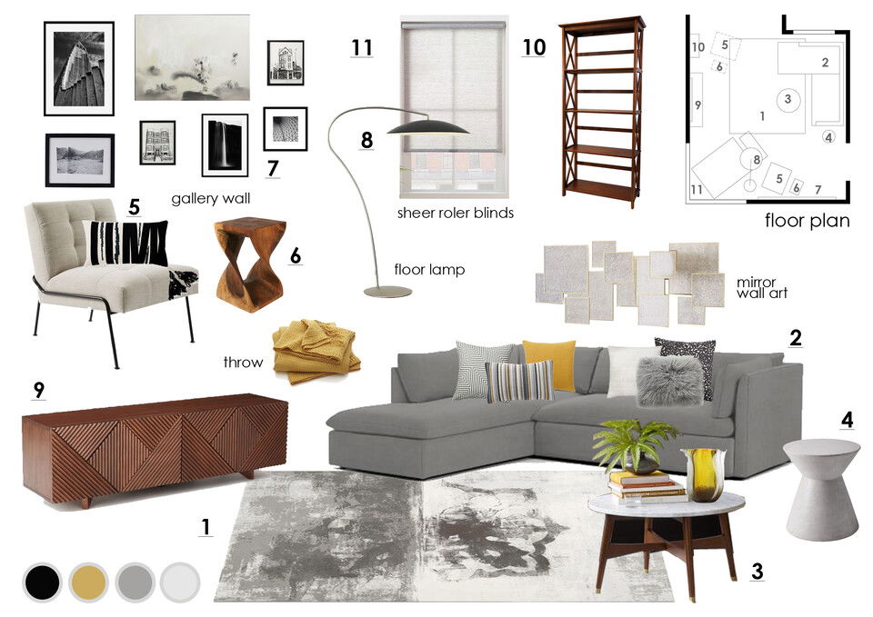 Mid-century Modern Living room Anna T Moodboard 2 thumb