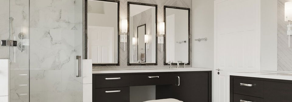 Transitional Black & White Bathroom Remodel- After Rendering