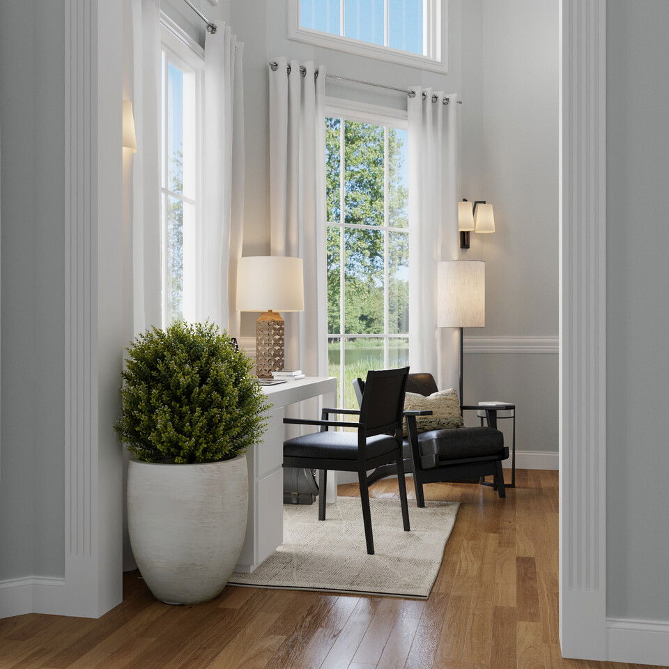 Contemporary Entryway with High Ceilings Design