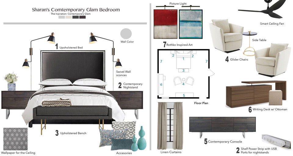 Dormitorio Principal Romántico Tiara M. Tablero de Inspiración 1