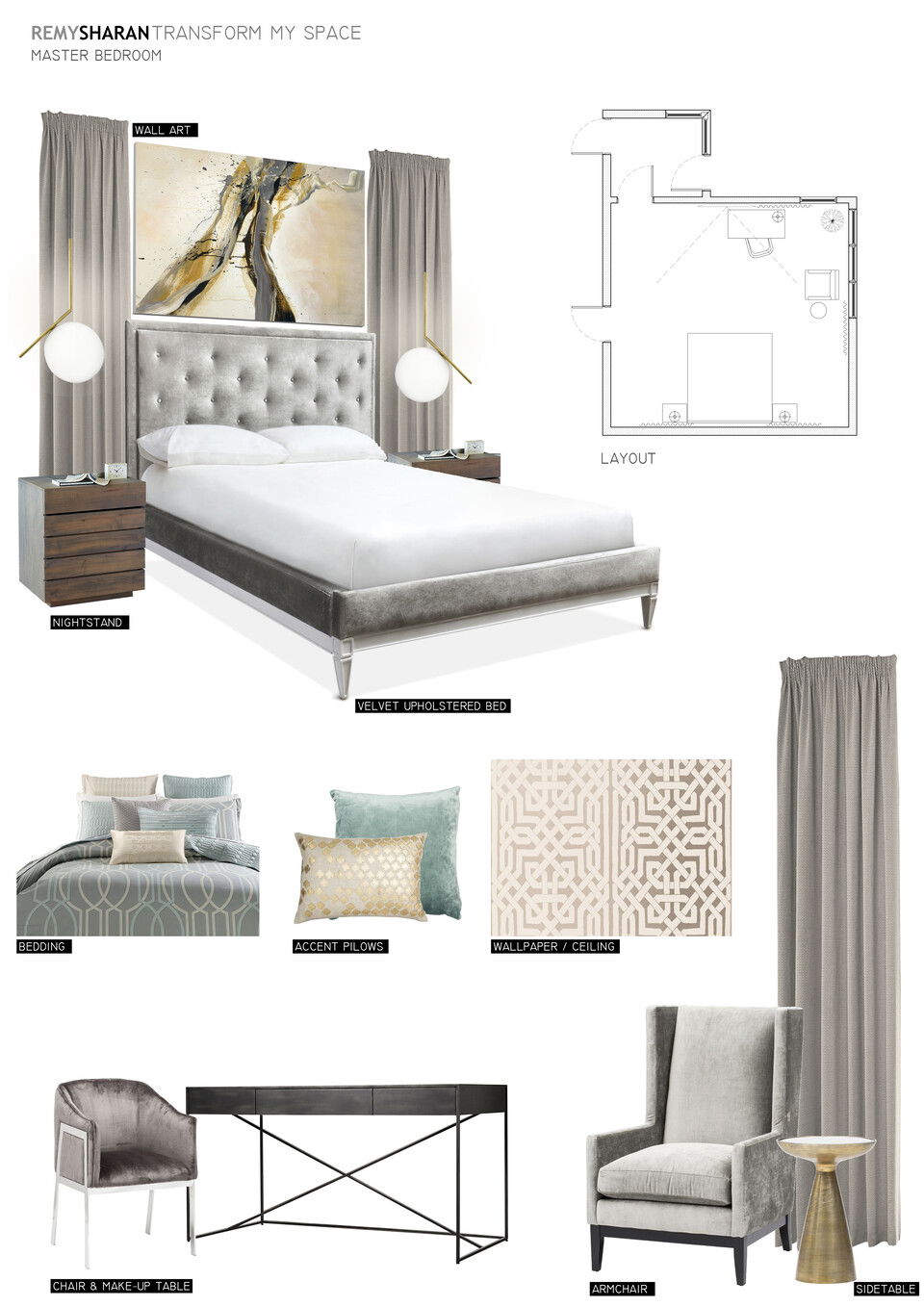 Romantic Master Bedroom Mladen C. Moodboard 2 thumb