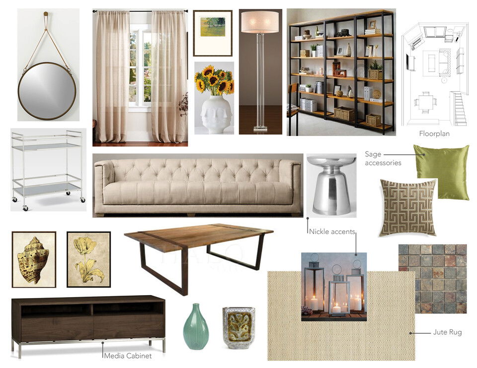 Averys Modern, Rustic Living Room Hanieh A. Moodboard 1 thumb